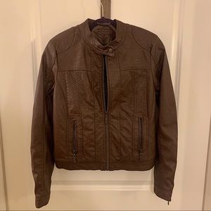 Brown JouJou Faux Leather Jacket Sz Medium